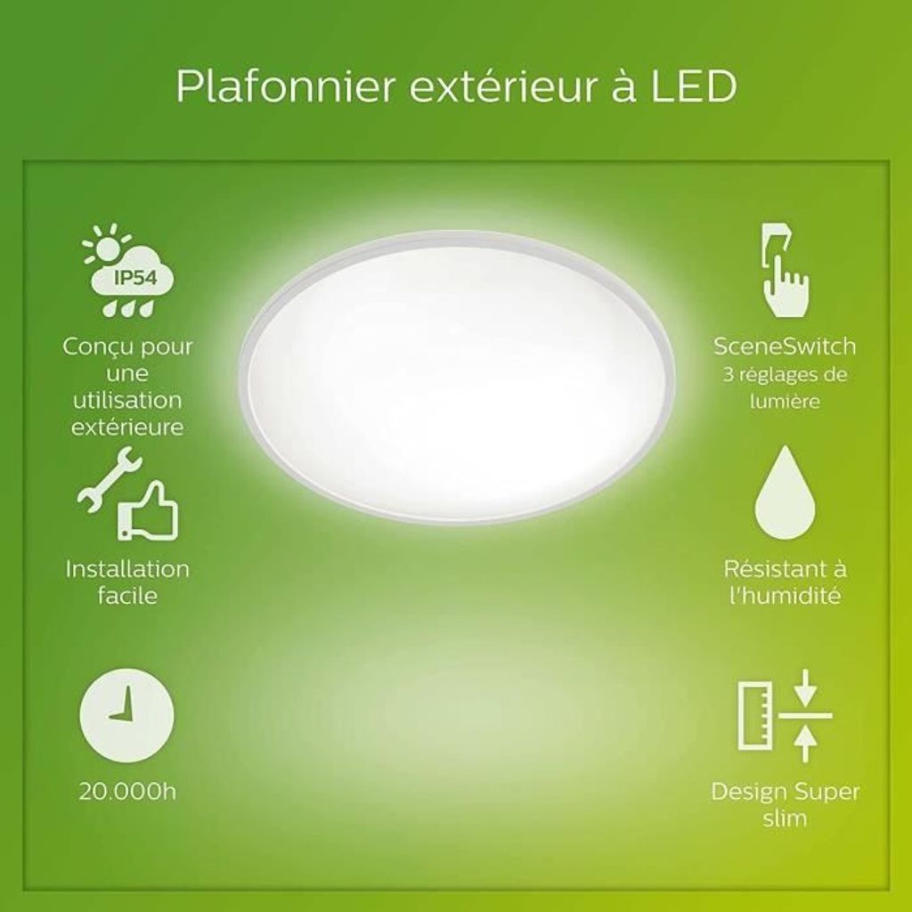 Philips LED -Deckenlampe Superslim - 15W - Weiß Image du produit 