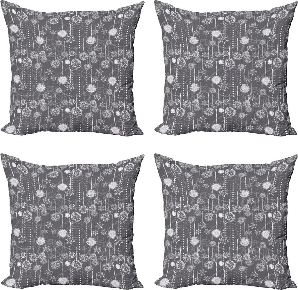 ABAKUHAUS Winter Kissenbezug Set (4 Stück), Schneesturm, Moderner Doppelseitiger Digitaldruck, 45 cm x 45 cm, Charcoal Grau Weiß