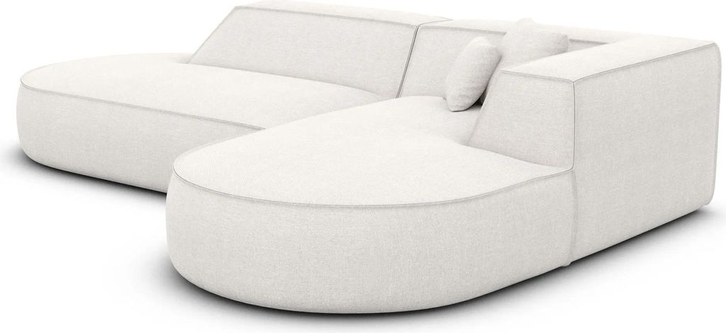 Strukturstoff L-Form Lounge Sofa Liberia Weiß Rechts