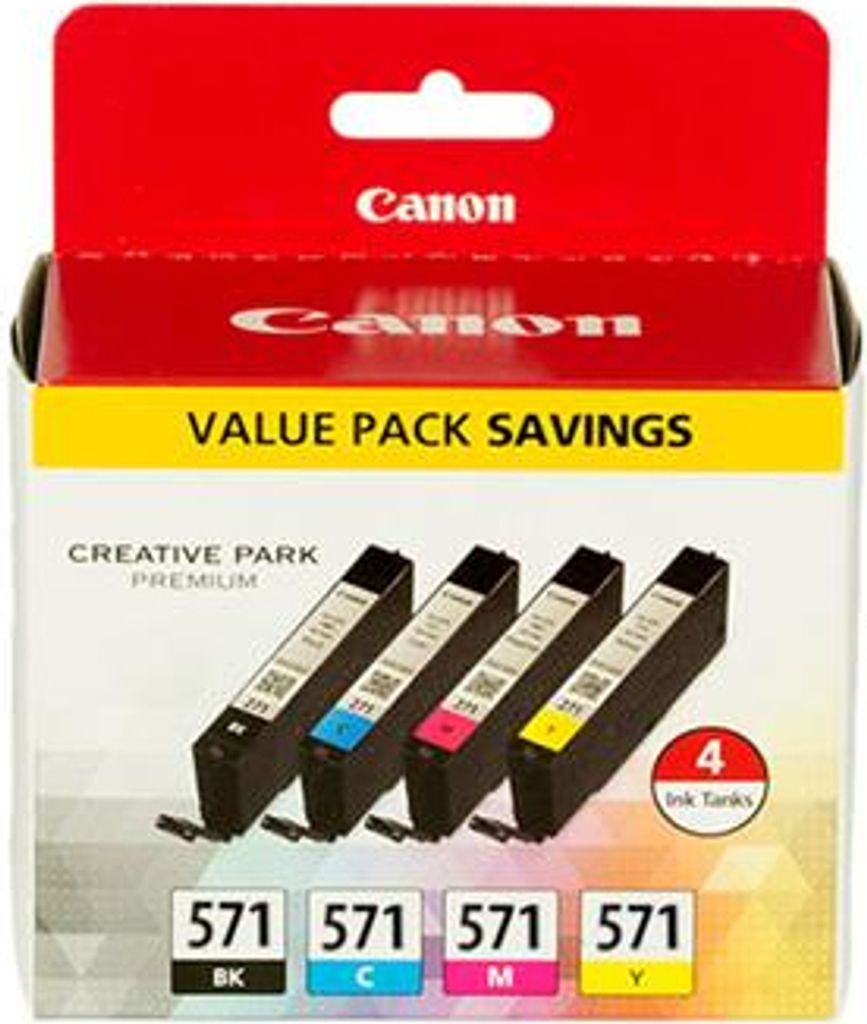 Canon CLI-571 BK/C/M/Y Tinte Multipack, Schwarz, Cyan, Produktbild 