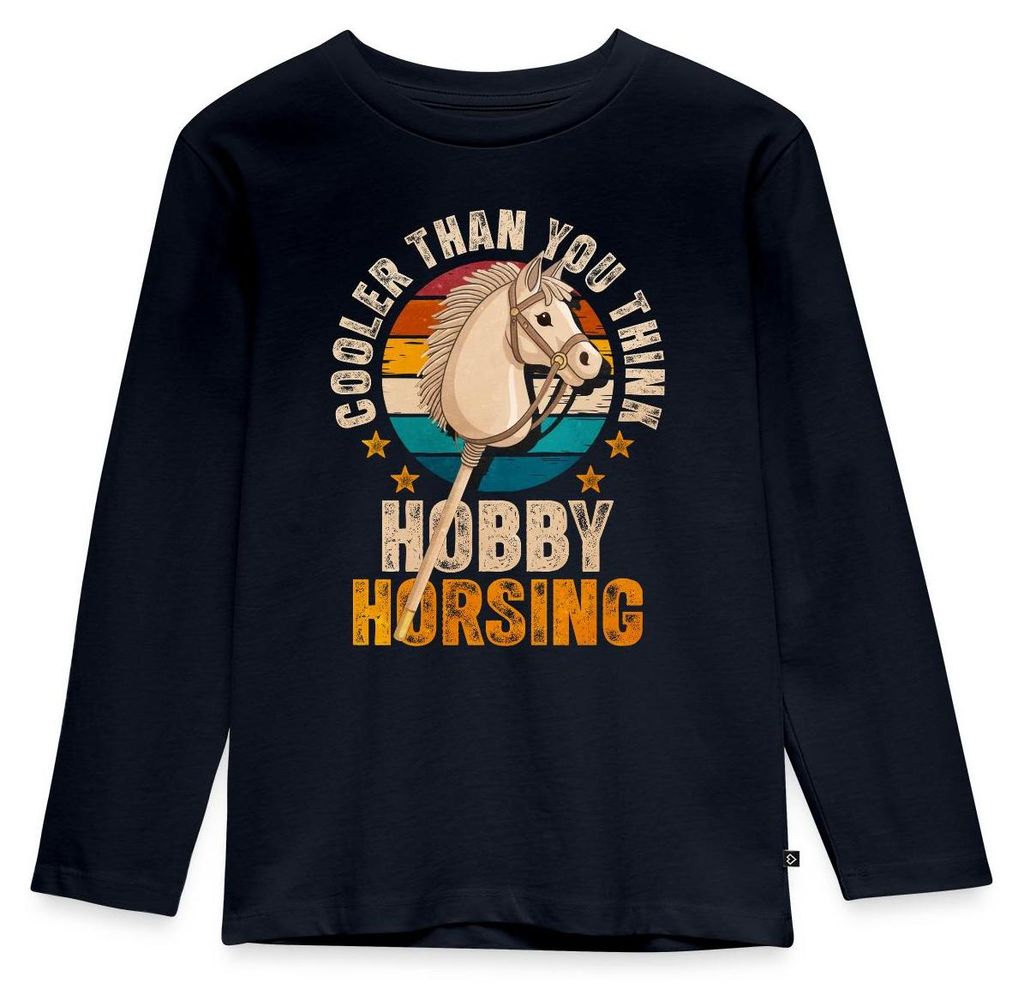 Spreadshirt Cooler Than You Think | Hobby Horsing Kinder Premium Langarmshirt, 134/140 (8 Jahre), Navy