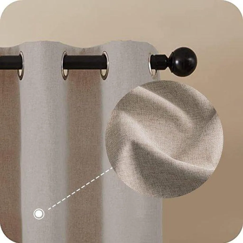 Rideaux occultants satinés beiges 145x132 cm, isolation thermique, lot de 2