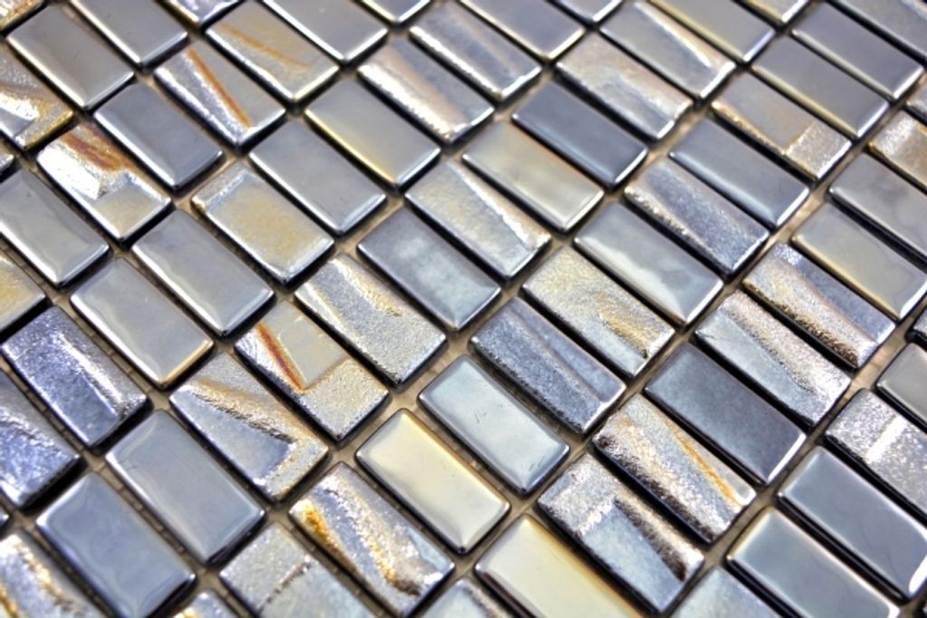 Handmuster Mosaikfliese ECO Recycling GLAS Rechteck ECO schwarz metallic 3D MOS355-09_m
