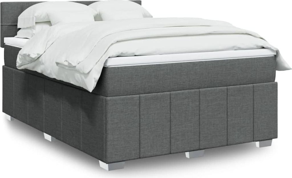 Boxspringbett mit Matratze Dunkelgrau 140x190 cm Stoff, Klassische Betten 2024 Neu DesignMöbel