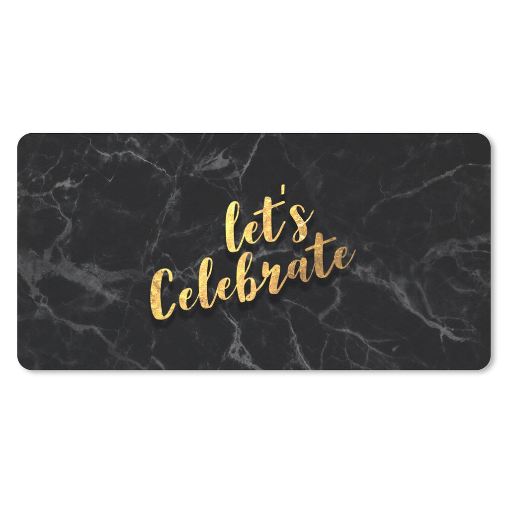 MuchoWow Schreibtischunterlage Zitat - Party - Gold - Marmor 80x40 cm - XXL Mauspad - Gaming Mauspad