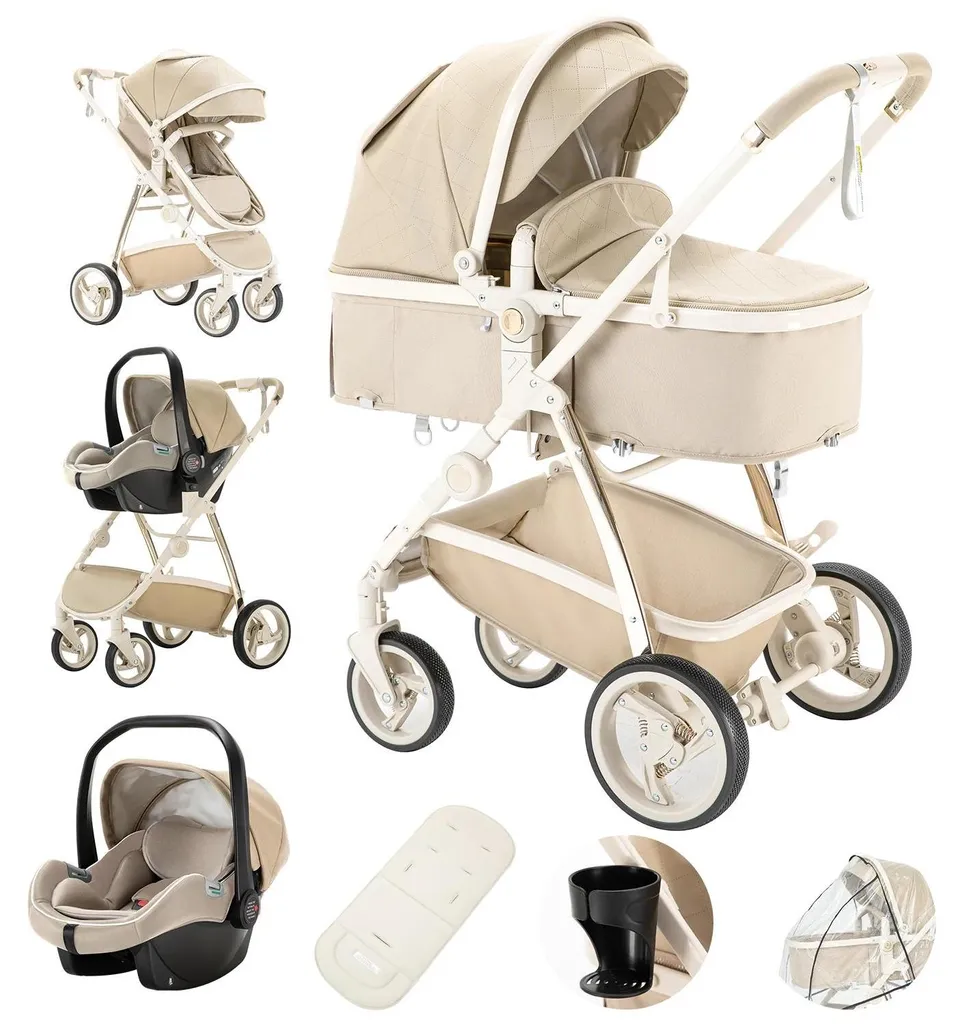 Poussette 808B-KHAKI Design Compact et Confort Luxueux - En Stock