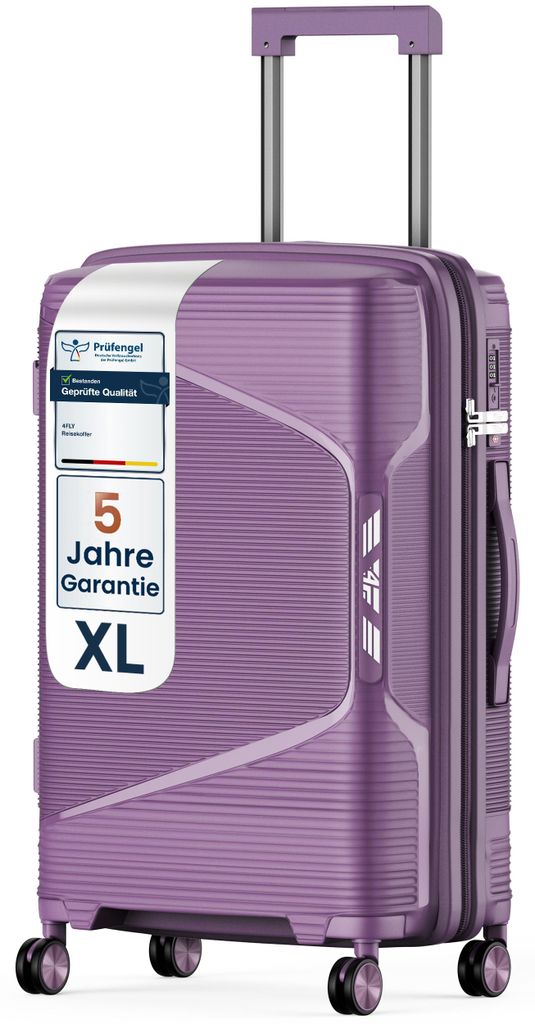 4FLY Hartschalen-Reisekoffer XL 75 cm (96L) - mit TSA-Schloss, Doppelrollen, Aluminium-Teleskopgriff und Doppelreißverschluss