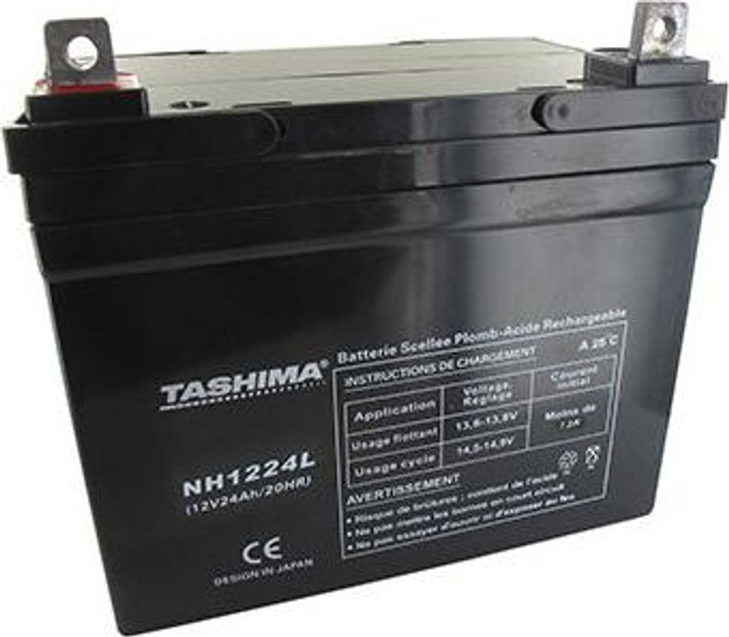 Batterie Tashima AGM 100% wasserdicht 12V, 24A Für Gartenfahrzeug. L: 195, B: 130, H: 180, + links. - Batterie zum Einfüllen von Säure Ava