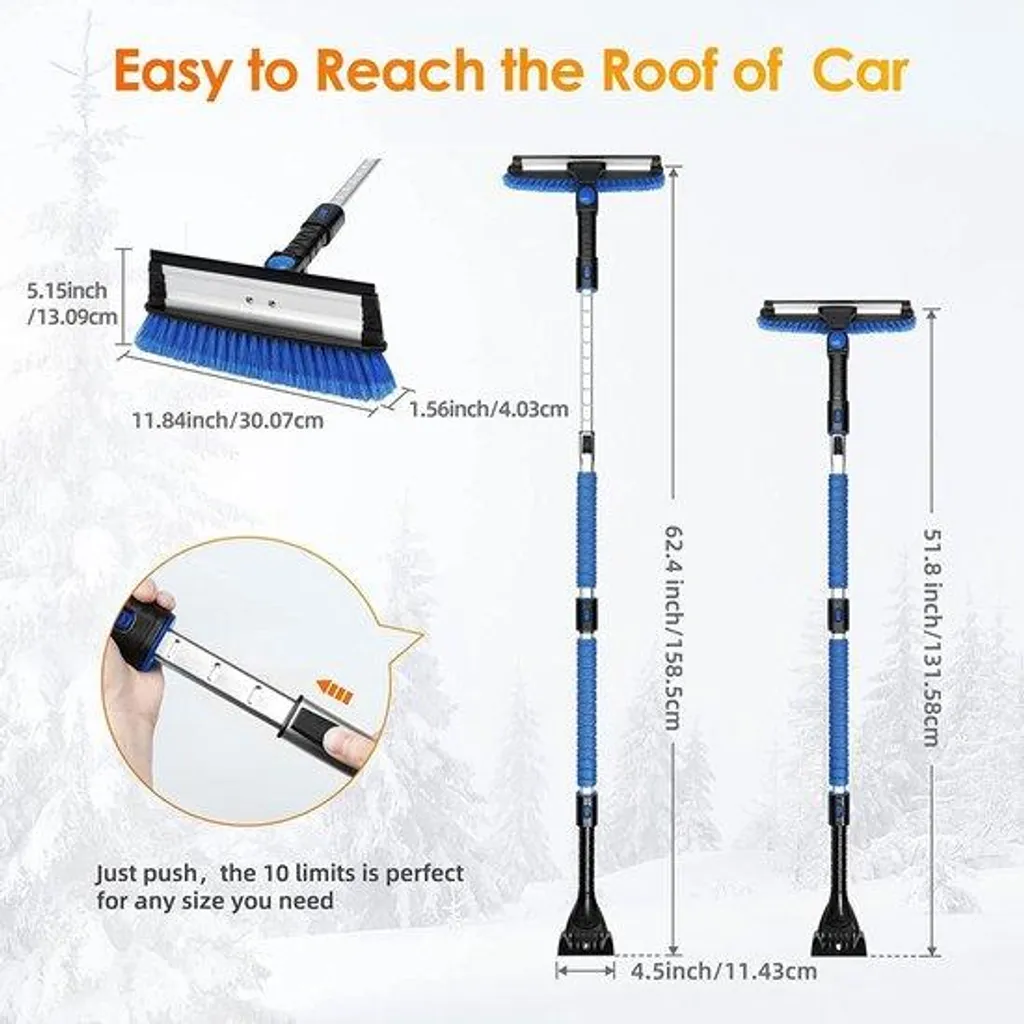 Pelle à neige télescopique pour SUV et camions avec raclette givre