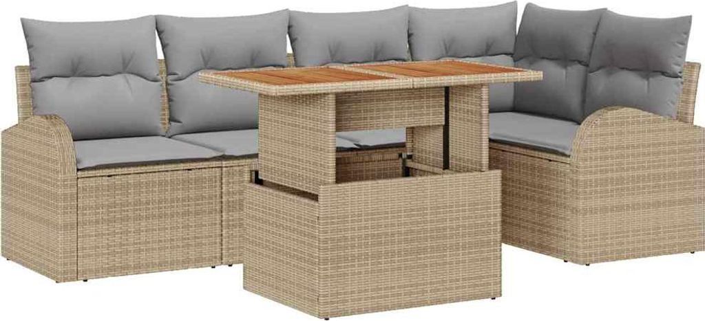 "2026 Aktion" Garten-Sofa-Set - Balkonmöbel/Loungeset - elegantes Design - mit Kissen 6 pcs Beige und Hellgrau - 100x55x73cm - Gartensofas NeuMöb...