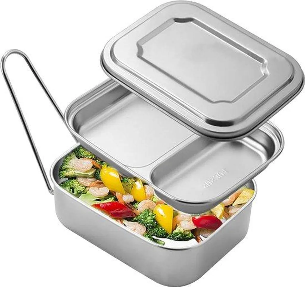 Boîte repas 850 ml en acier inoxydable à 3 compartiments sans BPA