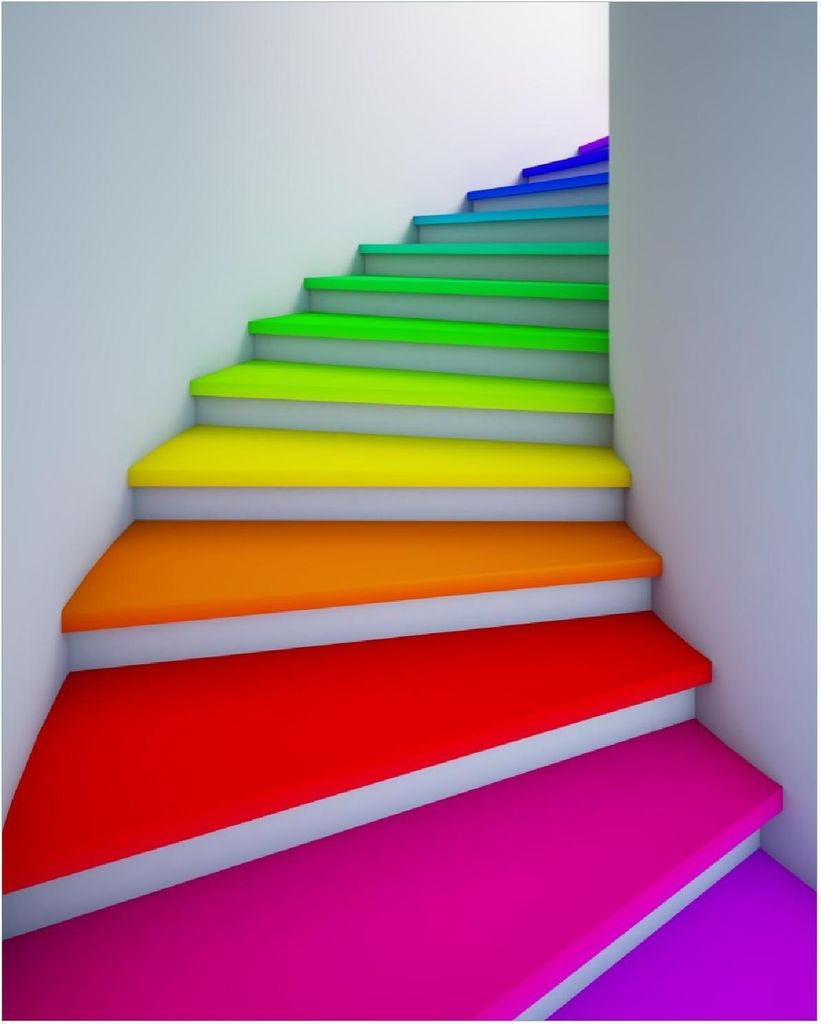 Wallario Poster - Bunte Treppe, Kunstdruck Größe: 40 x 50 cm