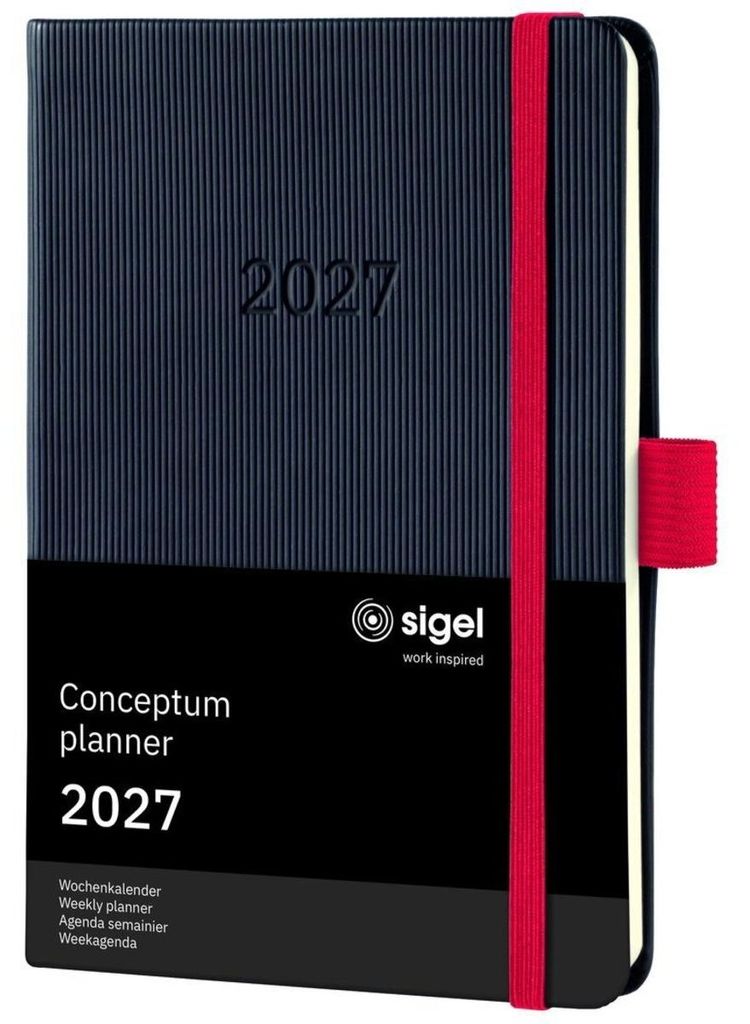 Wochenkalender Conceptum 2027 Hardcover schwarz/rot 176 Seiten ca. A6