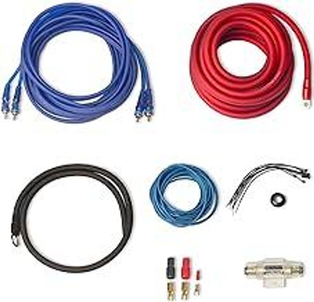 Caliber Subwoofer Auto Verstärker Kabel - Endstufe Kabelsatz - 1000 Watt - 15mm2 Kabel - Set von 4 Kabeln - 5 Meter - Autozubehör - CPK15D - Komp...