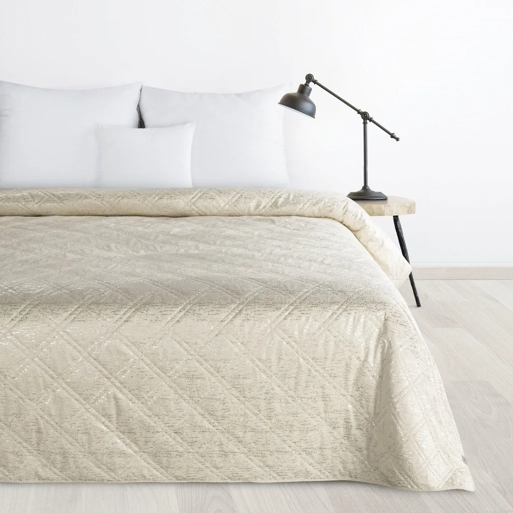 Copriletto Glamour BLINK 6 Crema 220x240 - Lusso Velvet per Letto Matrimoniale