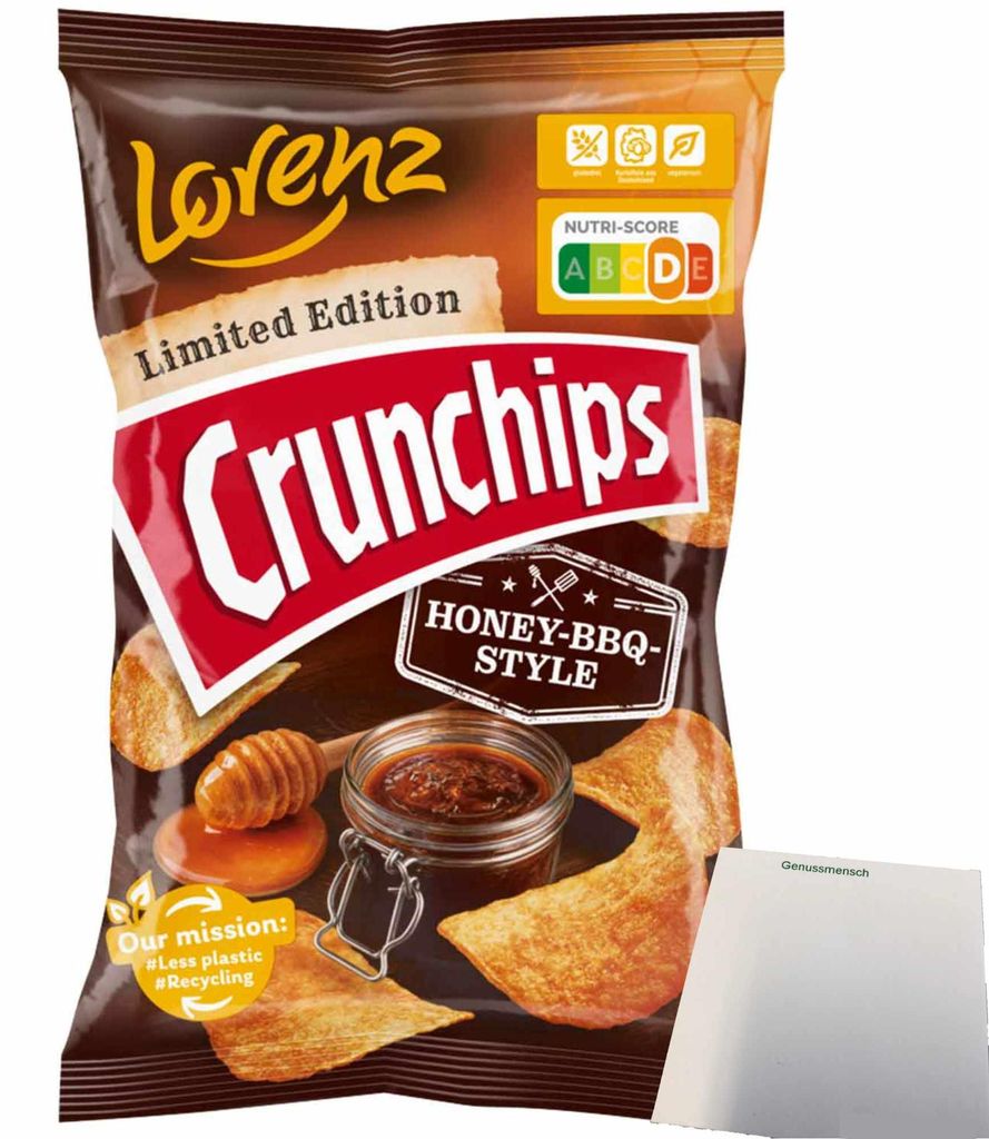 Lorenz Crunchips Honey-BBQ-Style (130g Packung) + usy Block