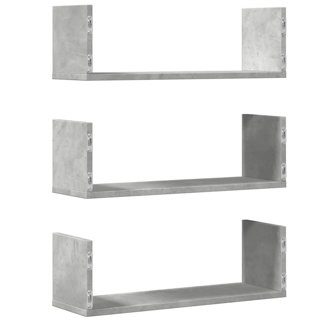 Set 3 Scaffali Parete Grigio Cemento 58cm Legno Ingegnerizzato Offerta