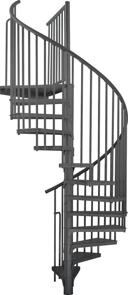 Minka Außenspindeltreppe Rondo Zink Color 38 - 305,5cm Geschosshöhe Anthrazit 120cm Durchmesser