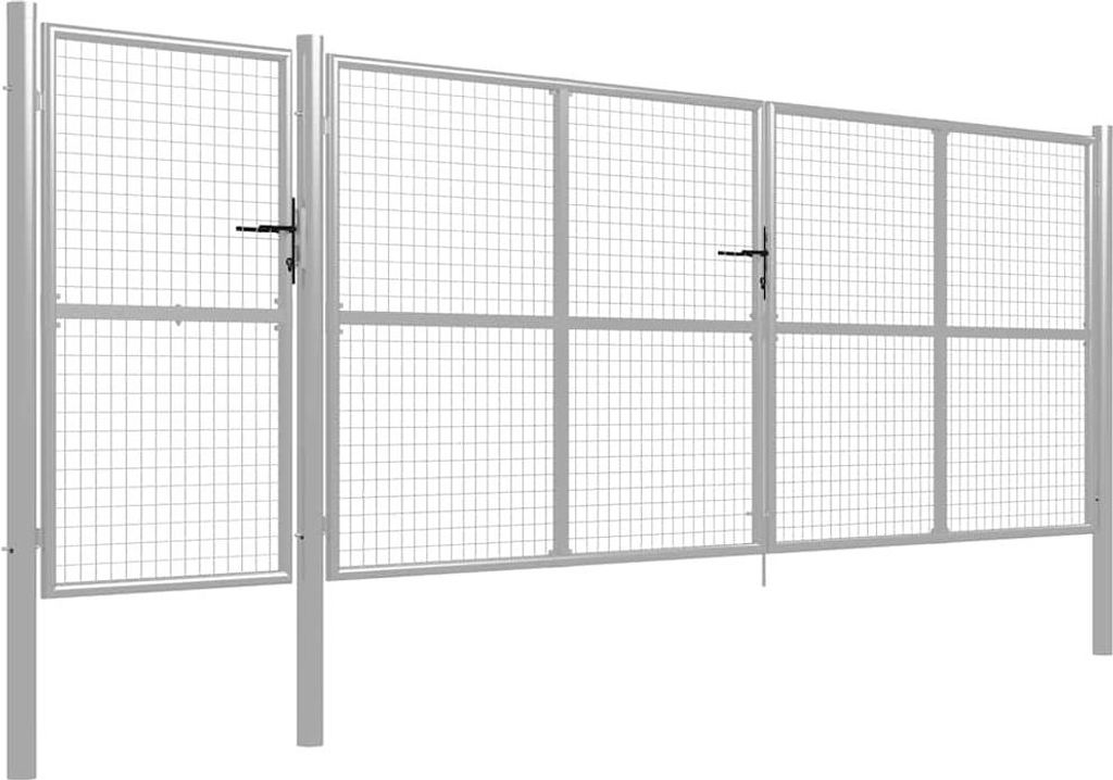 vidaXL Gartentor aus Stahl 500 x 150 cm Silber