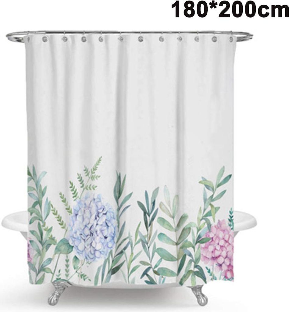 Duschvorhang, schimmelresistent, antibakteriell, waschbar, aus Polyestergewebe, inklusive 12 Duschvorhangringen