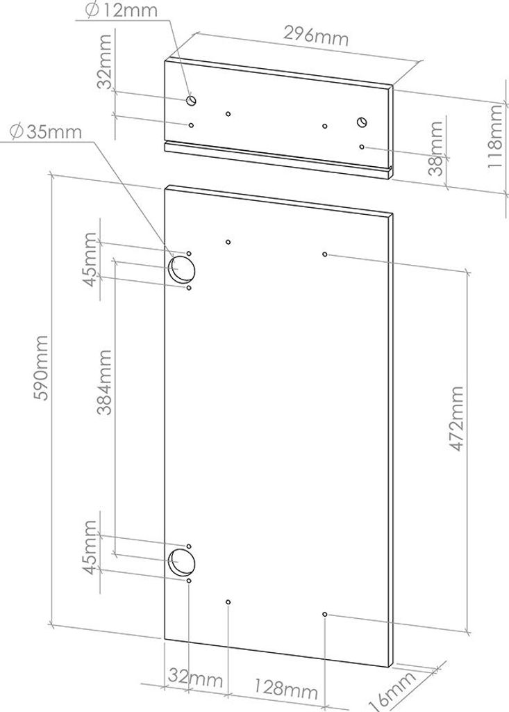 Vicco Küchenfront R-Line, 29.6 x 70.8 cm Möbelfront für den Schubunterschrank, Sonoma
