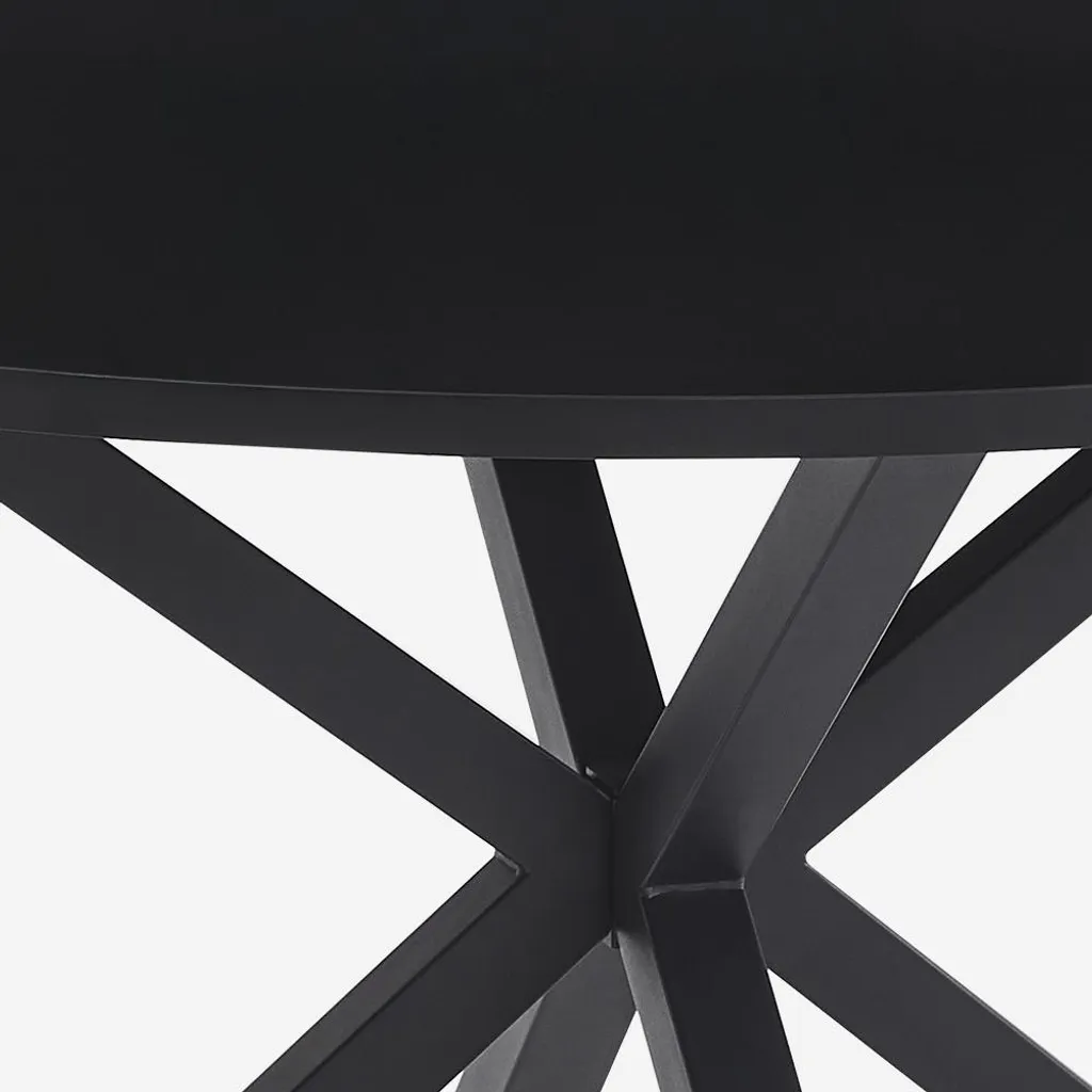 Table ronde noire 120 cm avec pieds croisés pour salon Samu - 4