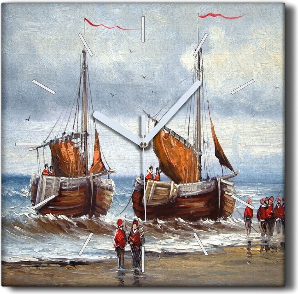 Coloray Hodiny Unikátní 30x30 cm Tiché hodiny Pro obývací pokoj a kuchyň Nástěnné hodiny Plátno Černé ručičky hodin - Voják z mořsk...