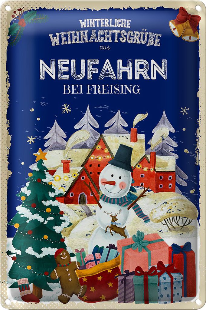 Blechschild Weihnachtsgrüße NEUFAHRN BEI FREISING 40x30cm