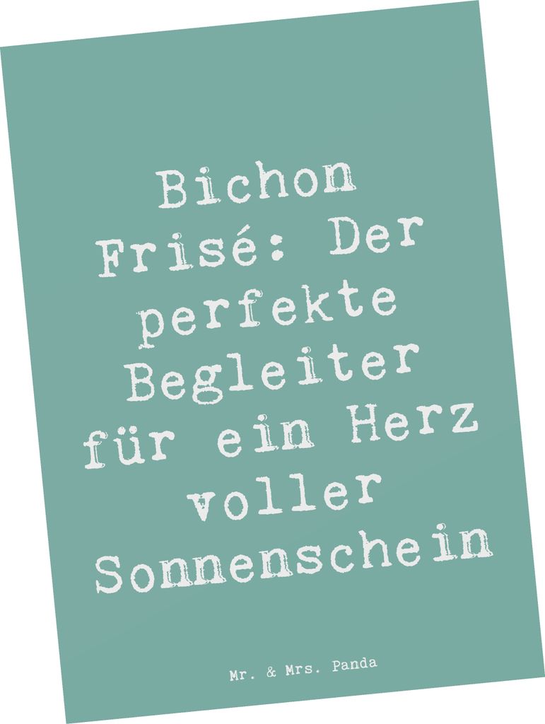 Mr. & Mrs. Panda Postkarte Spruch Bichon Frisé Freude - Meeresbrise - Geschenk, Grußkarte, weiße Hunde, Herz voller Sonnenschein, Hundeliebhaber...