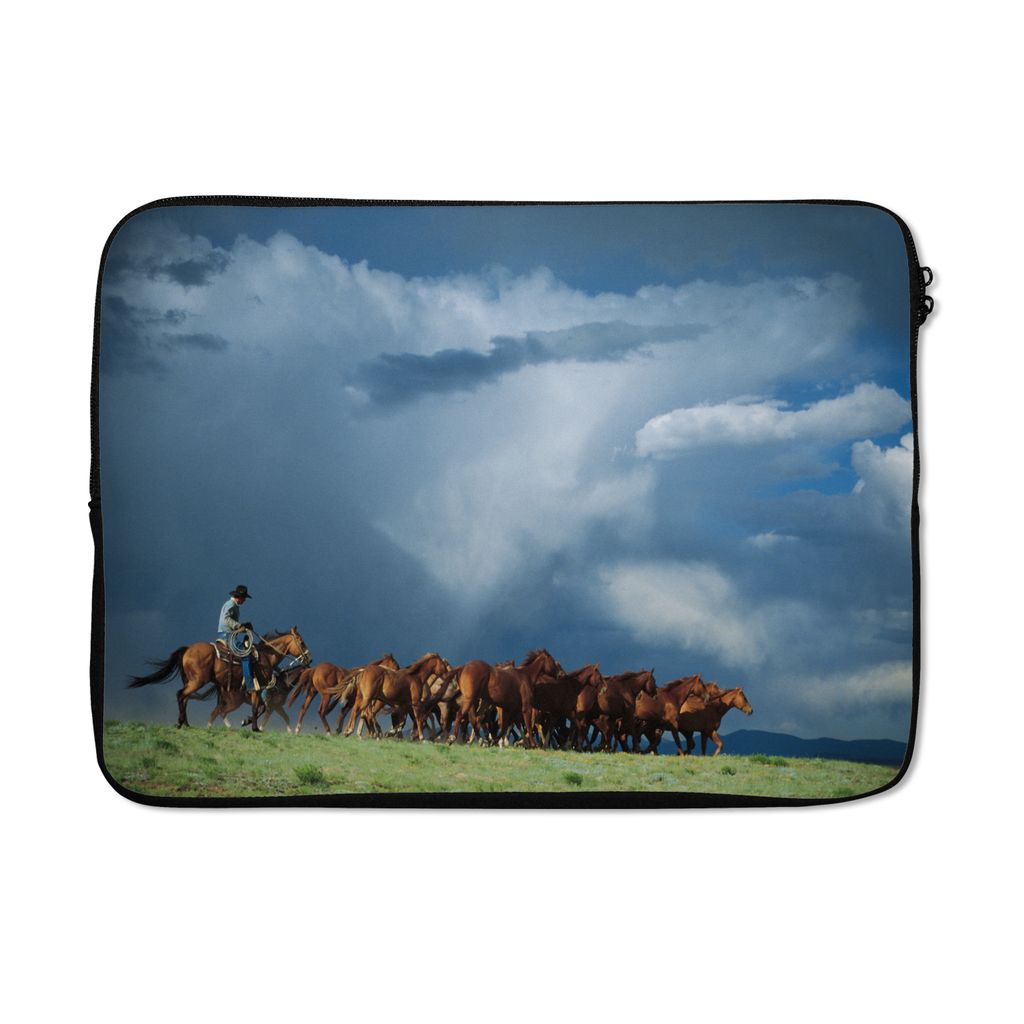 MuchoWow Laptop Hülle 14 ZollPferde - Cowboy - Luft Laptoptasche - Laptoptasche - Stoßsicher - Schutzhaube