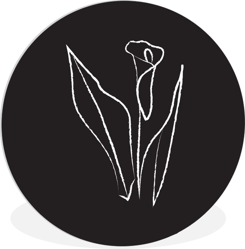 MuchoWow Rundes Wandbild - Runde Bilder Blume - Linienkunst - Minimalismus Ø 30 cm Kreis Wanddekoration Kunststoff - Wandkreis - Wandschmuck - S...