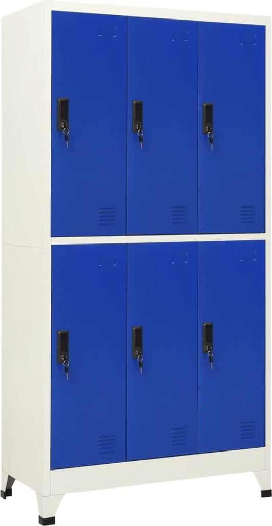 The Living Store Schließfachschrank Grau und Blau 90x45x180 cm Stahl