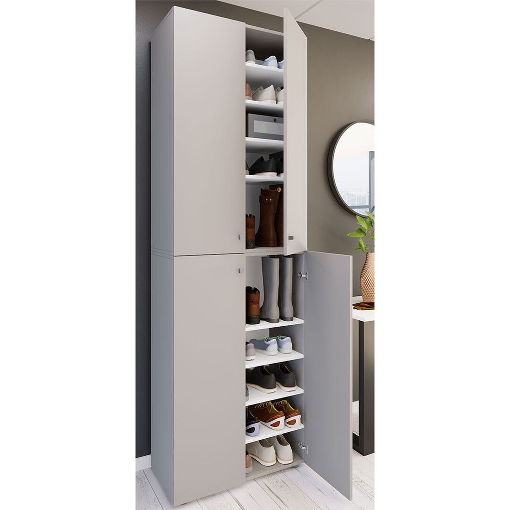 VCM XL Holz Großer Schuhschrank Schuhregal Groß Stiefel Dielenmöbel Lona 10 Fächer Drehtüren