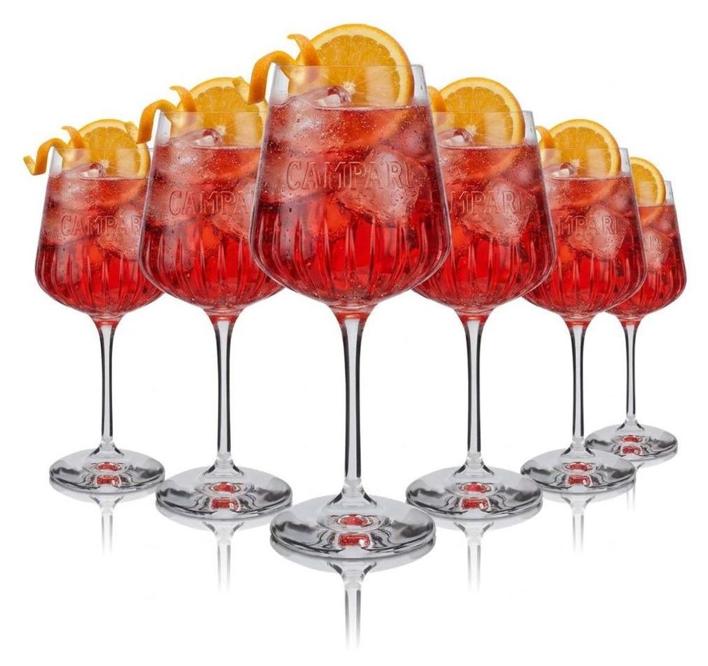 6x Campari Glas 0,49l Milano Signature Relief Gläser Set Produktbild 