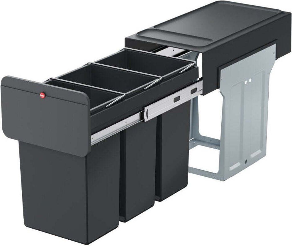 Hailo Einbau-Mülleimer EcoLine 3x10L Schwarz Produktbild 