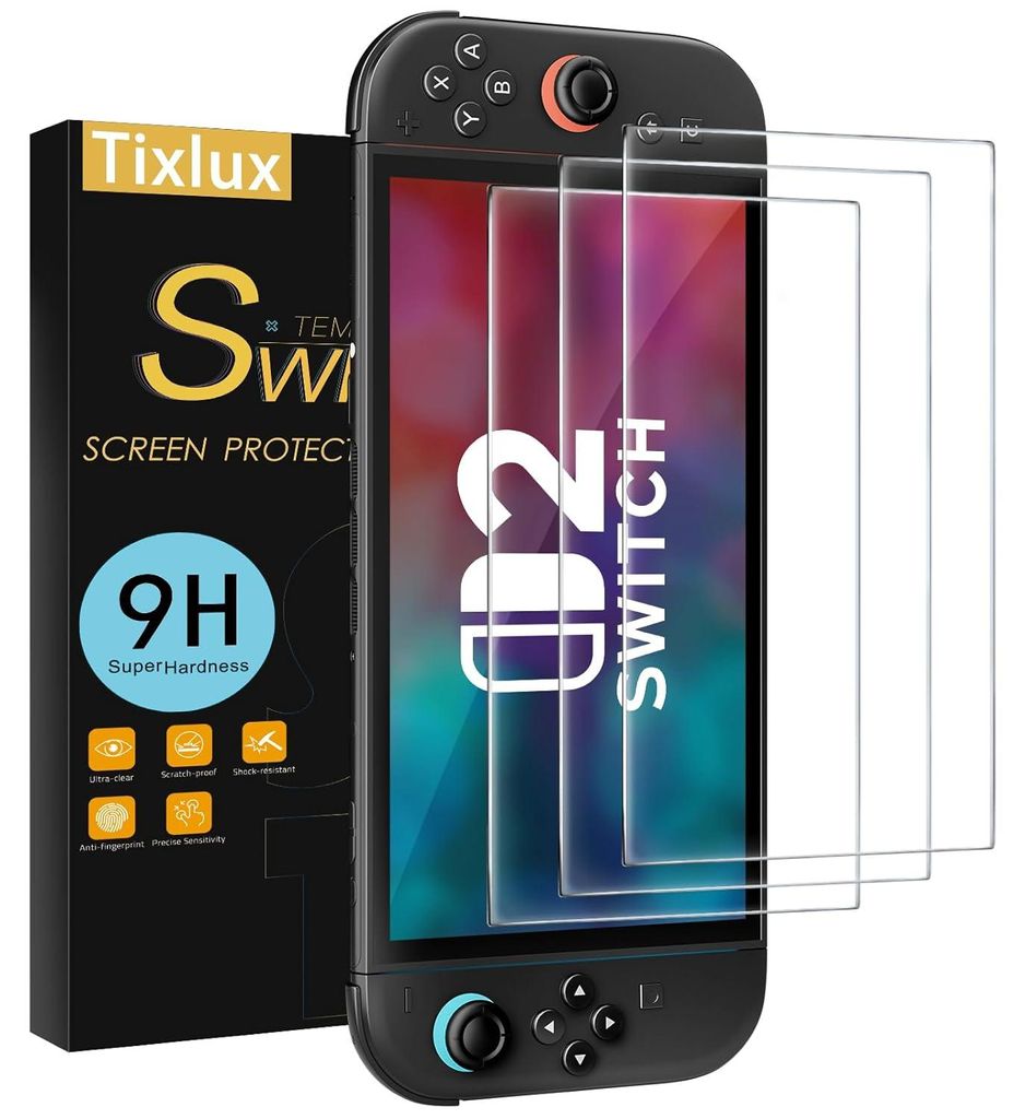 Set aus 3 gehärteten Displayschutzfolien für die Nintendo Switch 2-Konsole