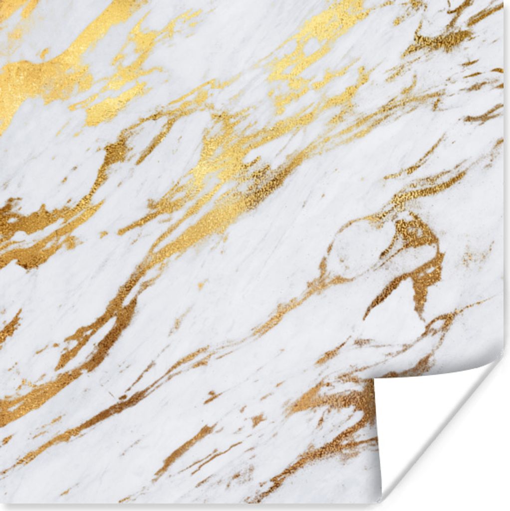 MuchoWow Poster Marmor - Weiß - Gold - Luxus 75x75 cm - Wand Dekoration