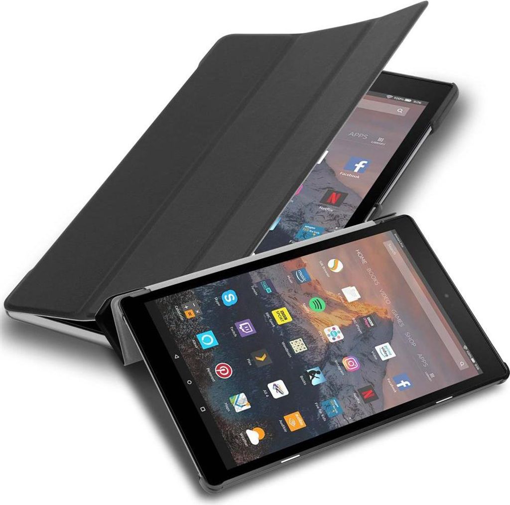 Cadorabo Schutzhülle für Kindle FIRE HD 10 2017 (7. Gen.) Tablet Hülle in Schwarz Etui Case Cover Tasche Auto Wake up