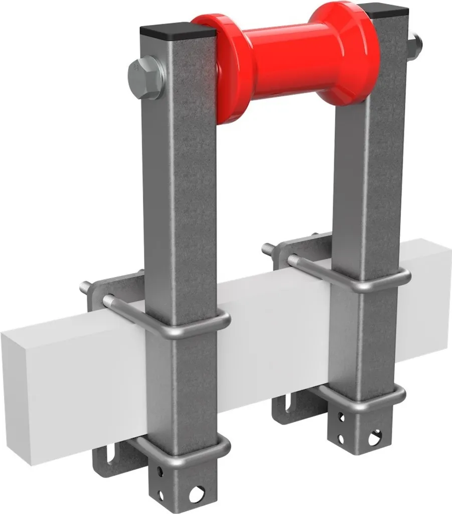 Rullo di chiglia in poliuretano con supporti rotolo rimorchio per barca a forma di rocchetto zincato SUPROD, B=125, L=350 mm, rosso