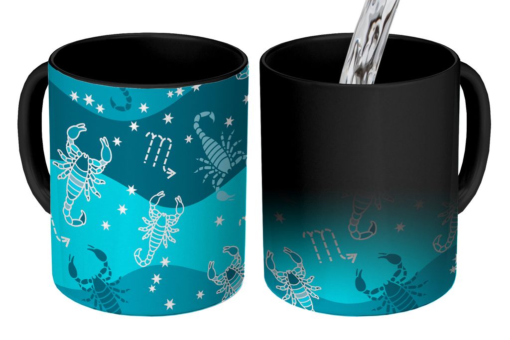 KitchenYeah Zauber Tasse Zaubertasse Magic Skorpion - Tierkreiszeichen - Muster 350 ml Farbwechsel Becher Geschenk Geschenkidee - Magic-Tasse - F...
