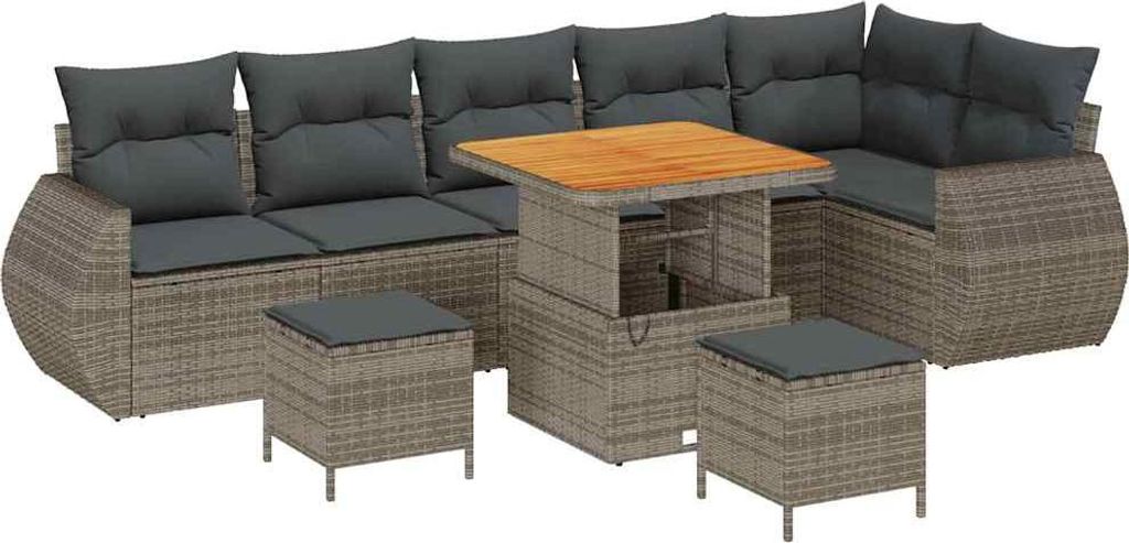 vidaXL Gartensofa-set 9 pcs Grau Poly-Rattan