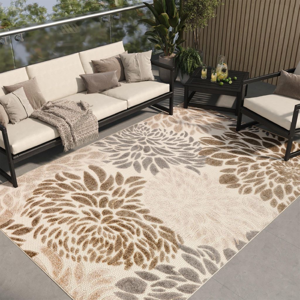 Tapiso Teppich PATIO Outdoor – Balkon und Terrassen Teppich, wetterfest & pflegeleicht 180 x 270 cm