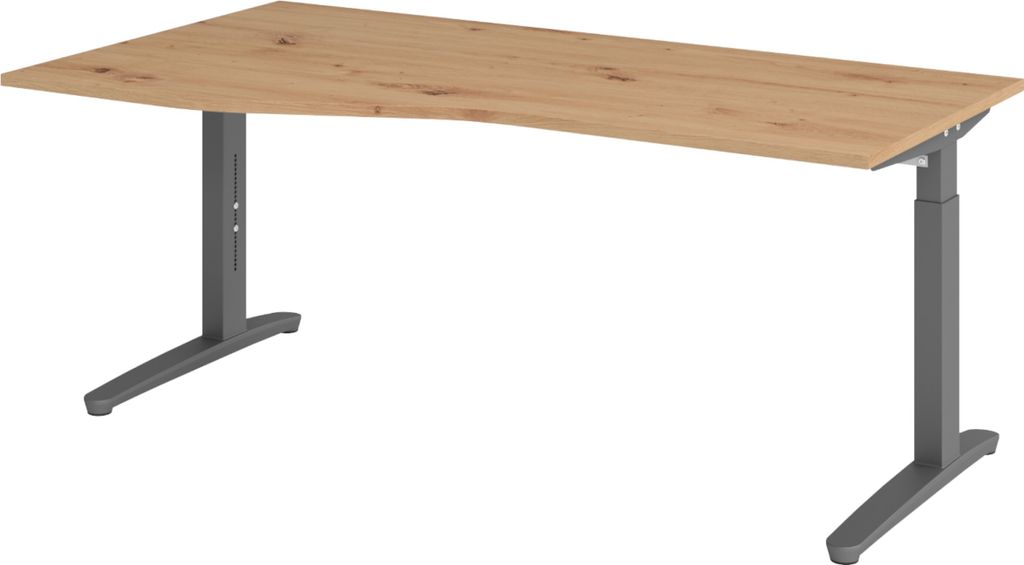 bümö Schreibtisch Serie-XB - Nachbildung: Asteiche, Gestell: Graphit, Größe: 180 x 100 cm