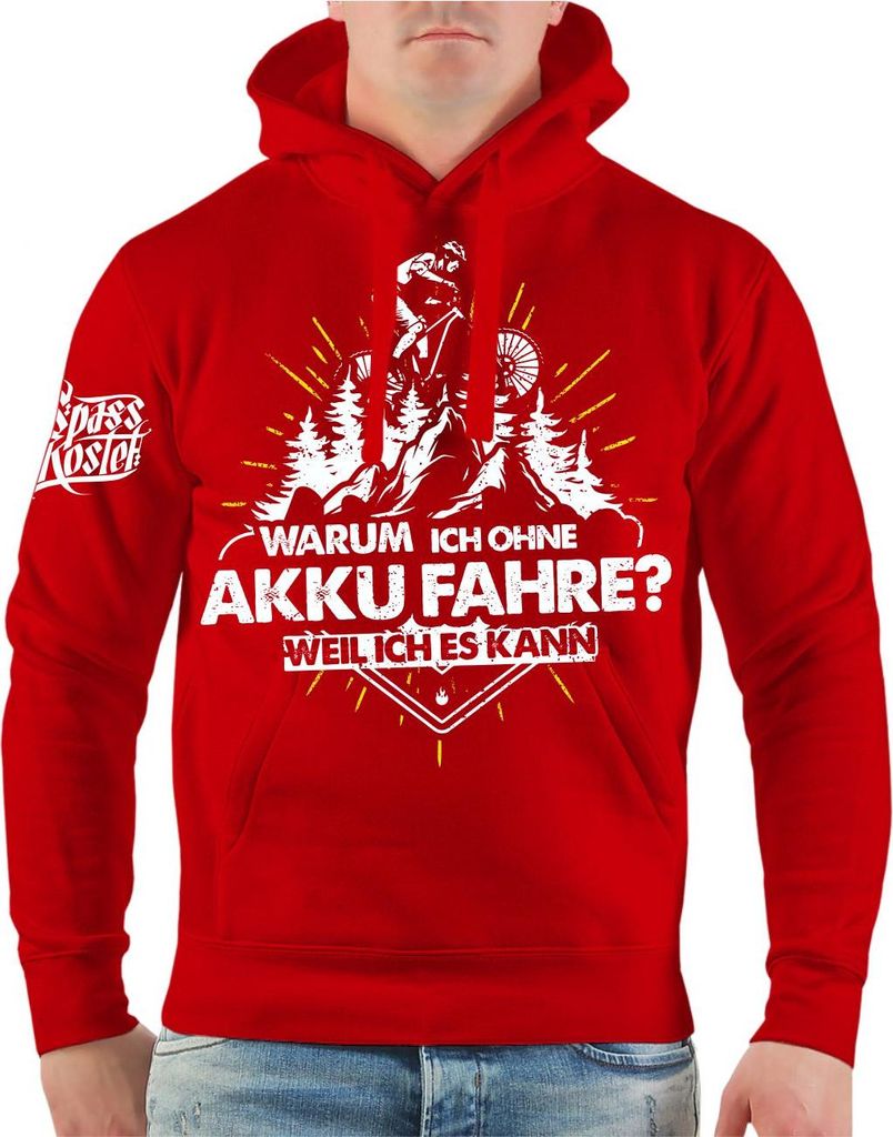 Herren Kapuzenpullover Fahrrad Bike Ohne Akku weil ich es kann