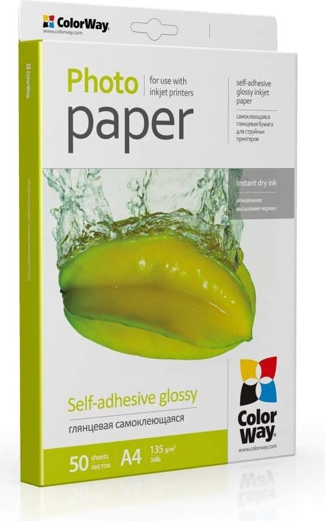 ColorWay Fotopapier glänzend selbstklebend 135g/m², A4, 50 Produktbild
