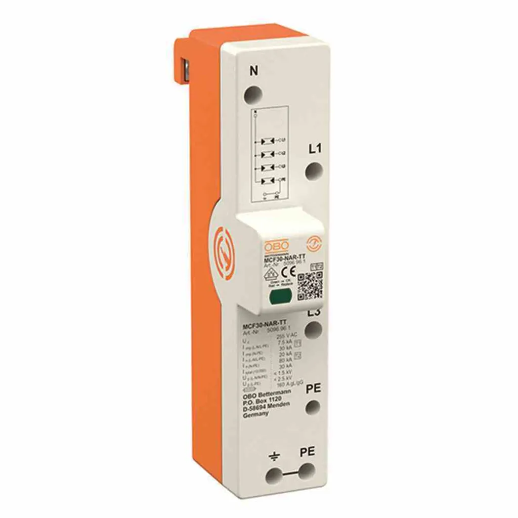 Parafoudre OBO 30kA Type 1+2 TNT pour réseaux électriques TT et TN-S