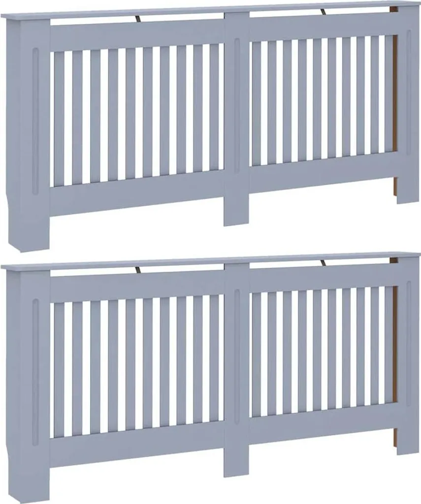 Meuble cache-radiateur double gris 172 cm pour salon et entrée moderne