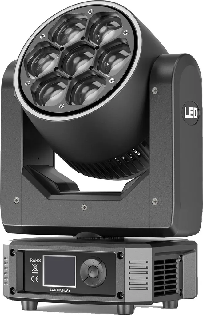 Lyre 7X30W RGBW 4in1 DMX à Haut Flux Lumineux pour Spectacle Noir