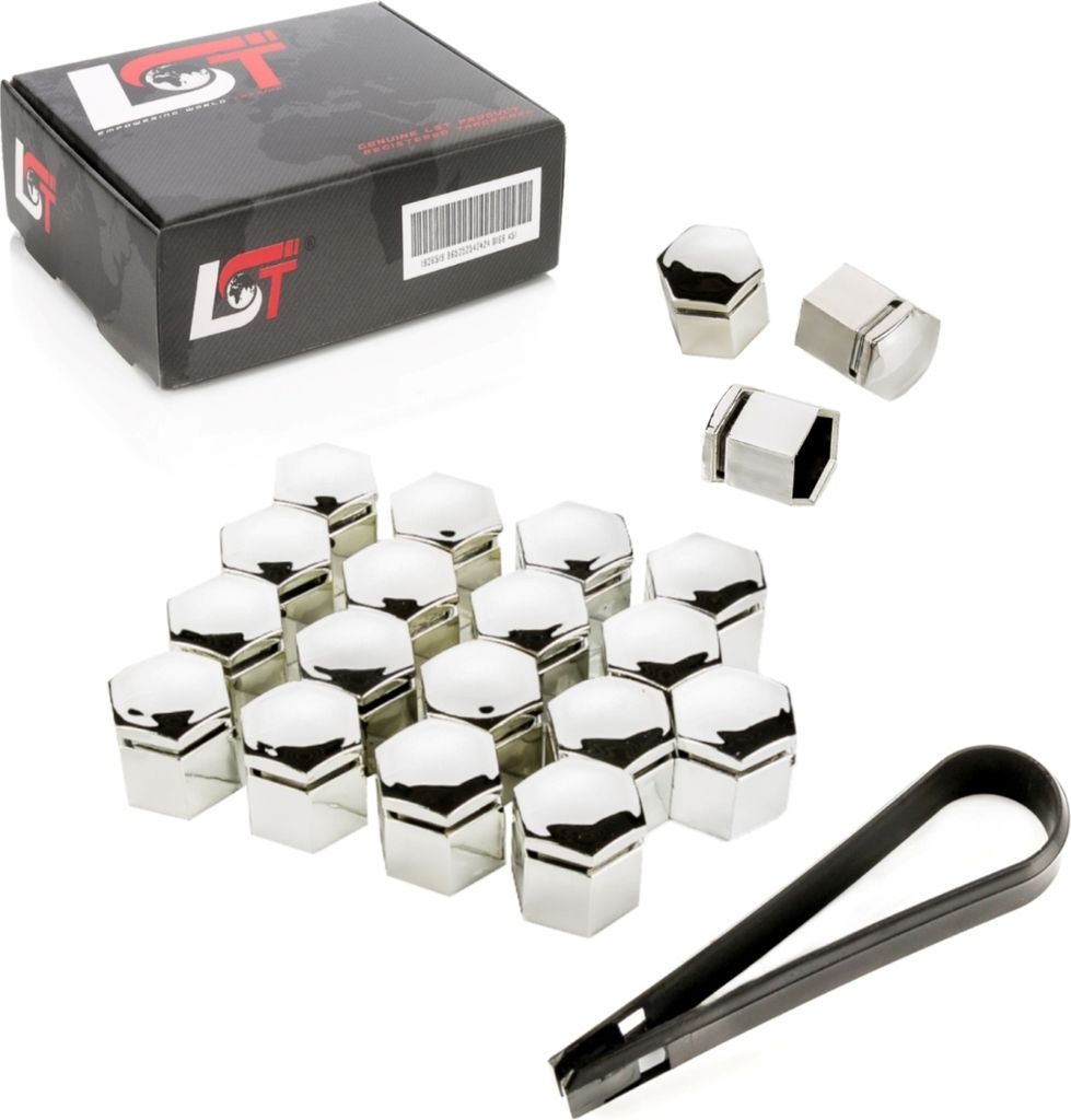 20x Radschraube Abdeckkappen 17 mm chromfarben für CITROEN PEUGEOT DACIA RENAULT