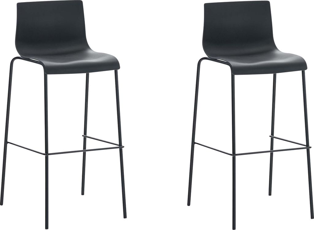 TPFLiving 2er Set Barhocker Hope 4-Fuß Gestell schwarz Kunststoff Schwarz